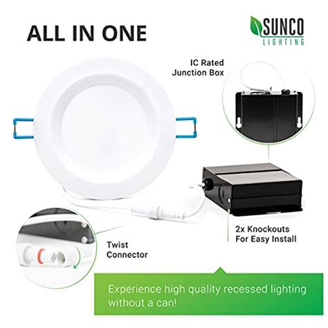 10w 4 ultra-thin recessed ceiling light with junction box|sunco ultra thin ceiling lights.